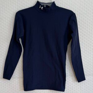 Under Armour Blue Compression L Sleeve Mock Neck Top - Warm- Size M VG